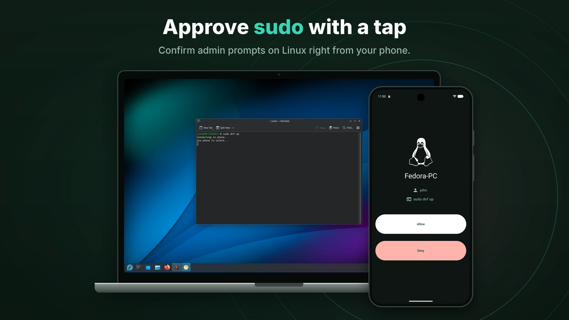 Approving a Linux sudo prompt from the phone